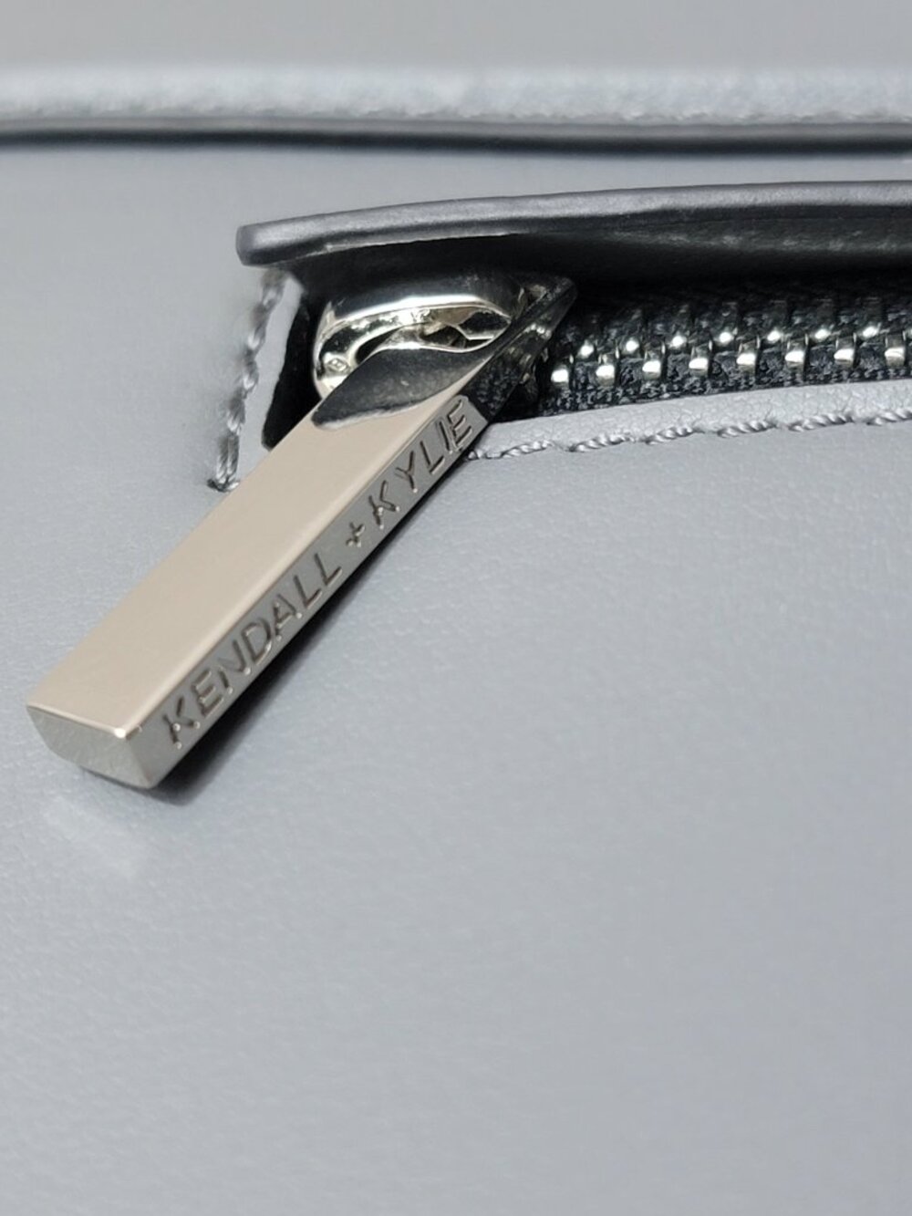 Kendall + Kylie Grey Leather Tote Bag Structured Satchel Silver Hardware Purse - Picture 5 of 13